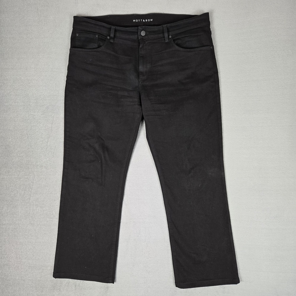 Mott & Bow Jeans Mens 35x32 (Fits 38x27) Straight Leg Black Stretch Denim Preppy